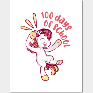 Happy 100 Days Of School Unicorn 100 Days Smarter Kids Posters and Art